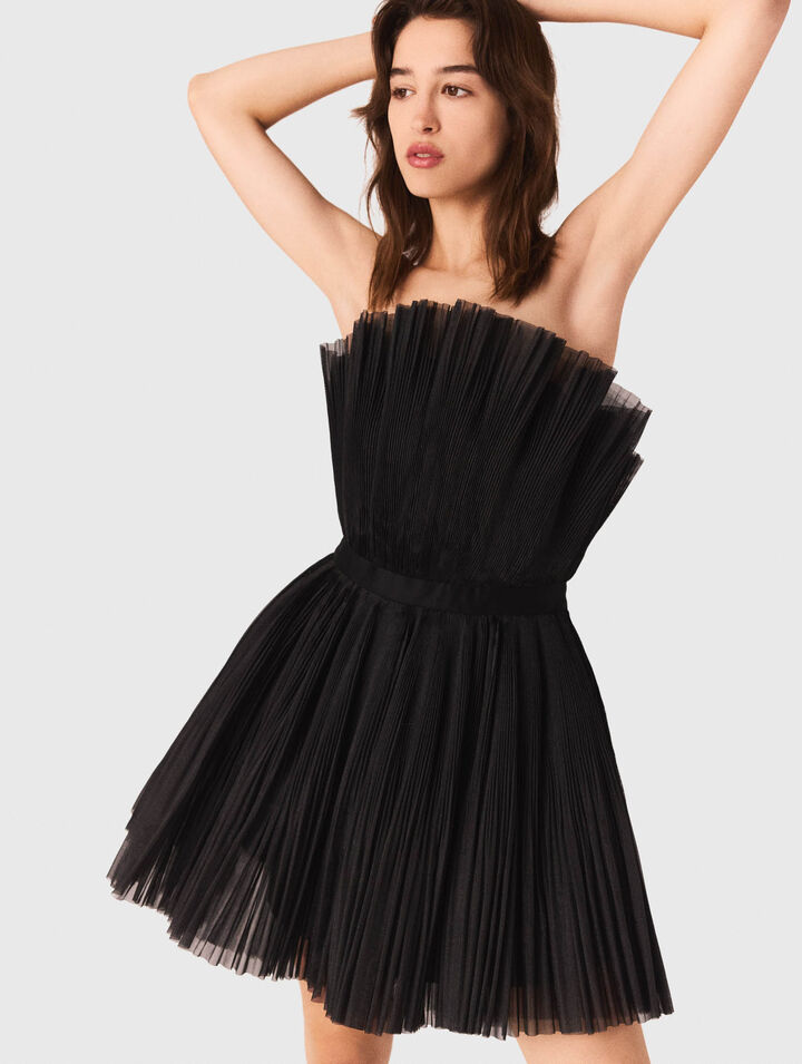 Abito bustier in tulle e organza