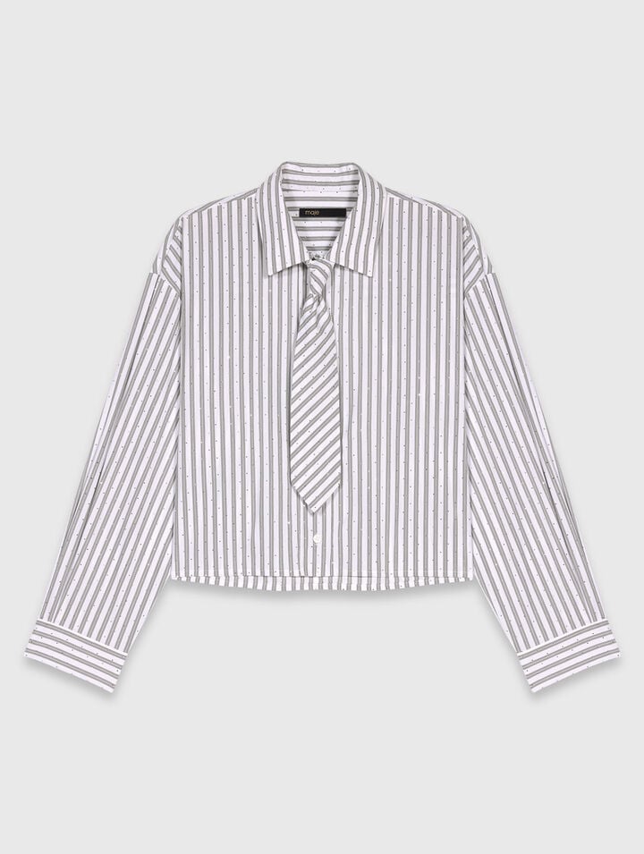 Camicia a righe glitterata con cravatta