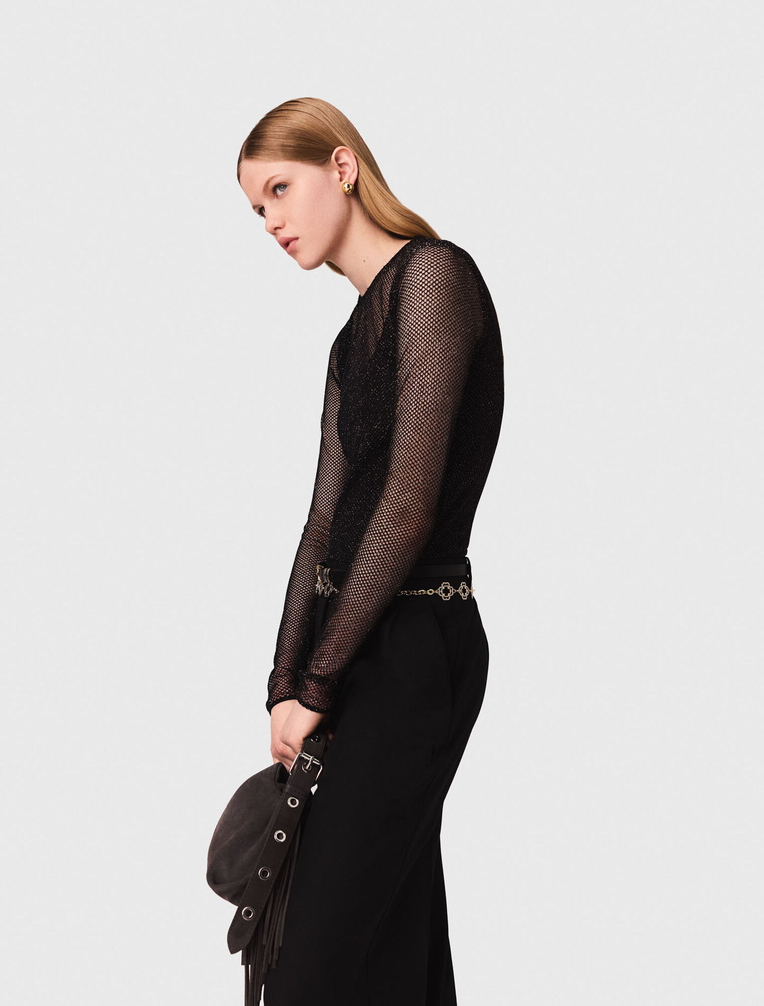 Top in jersey con strass