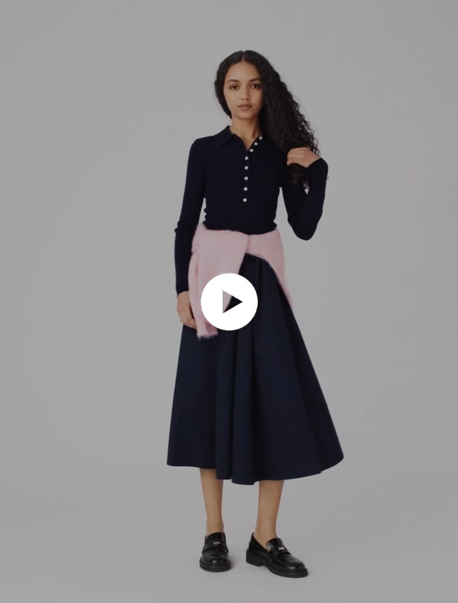 Pullover a coste collo polo