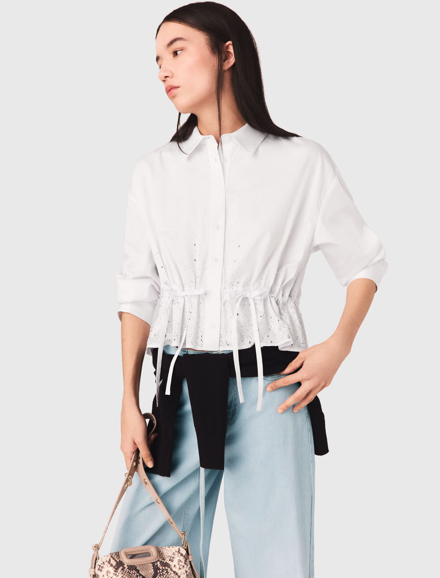 Camicia in cotone con strass