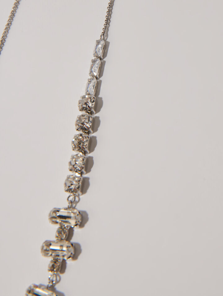 Collana girocollo argento con strass