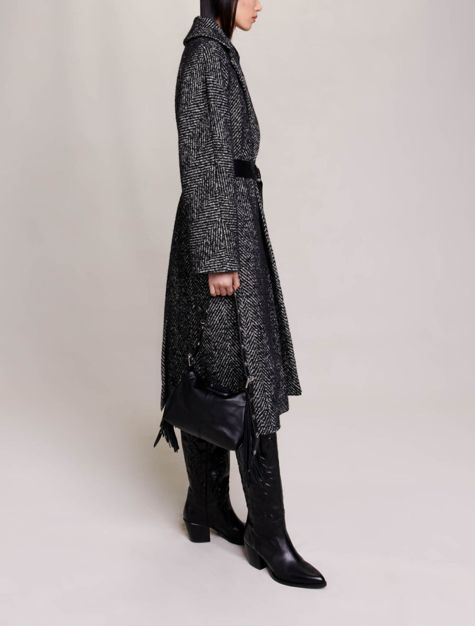 Cappotto lungo spigato