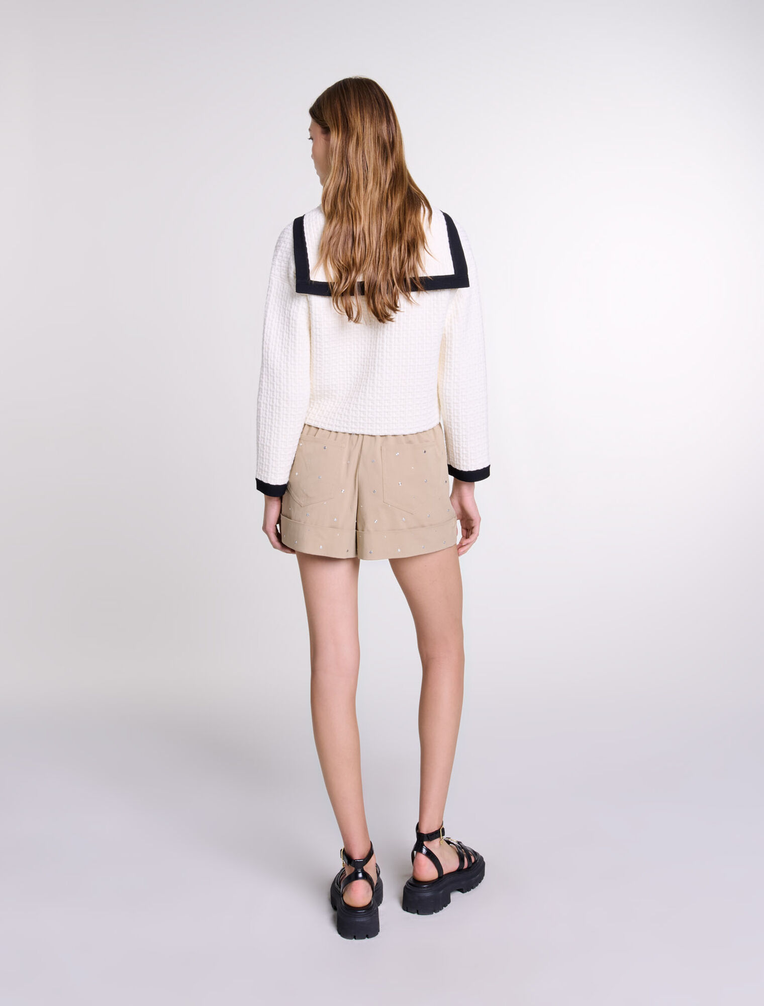 Cardigan con colletto a contrasto