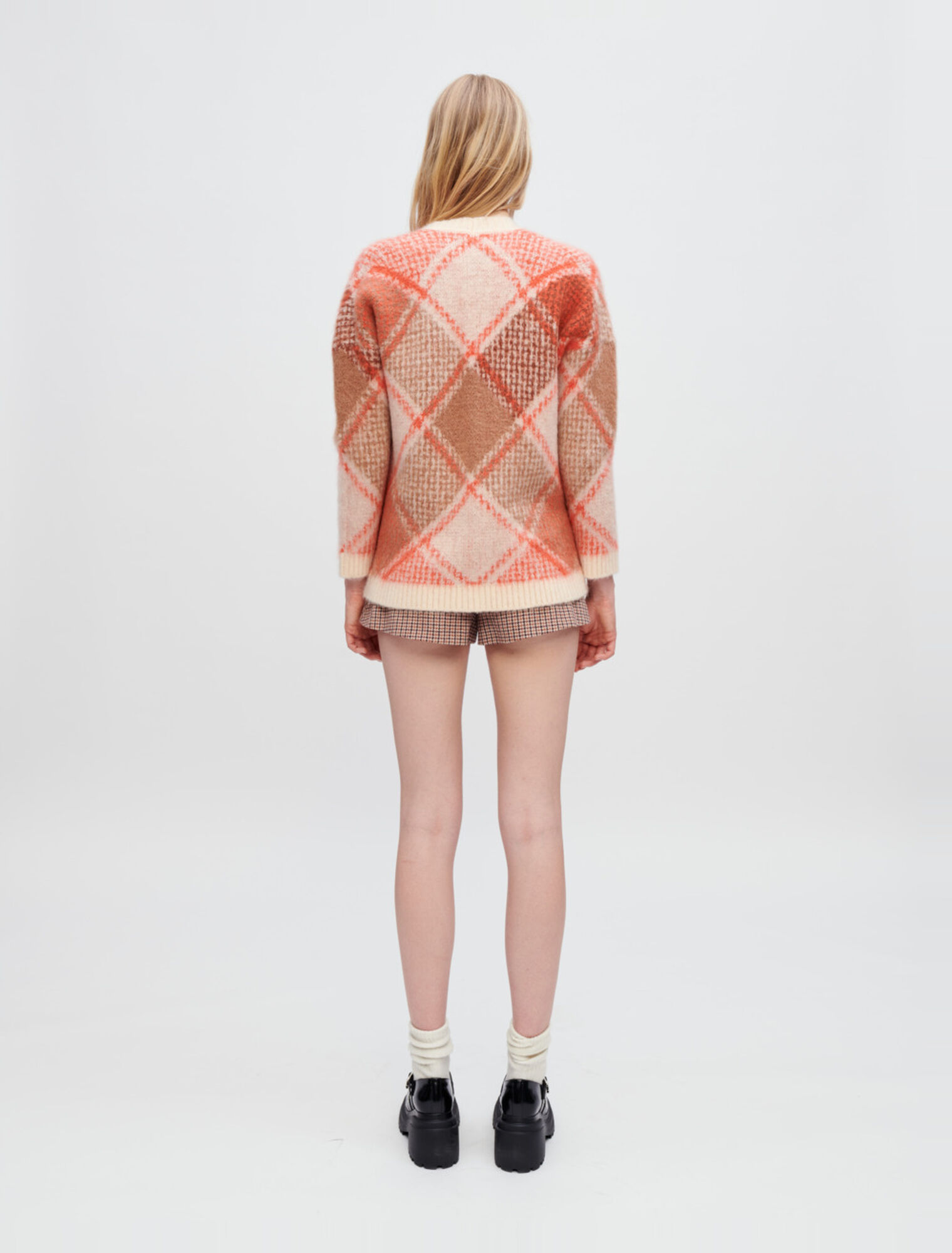 Cardigan jacquard a rombi vaporosi
