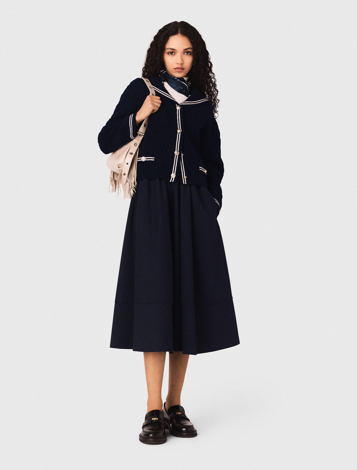 Gonna tailleur midi a righe