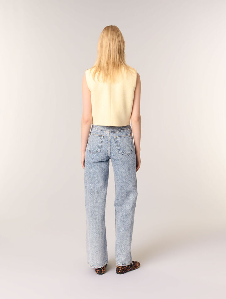 Jeans larghi decorati con strass
