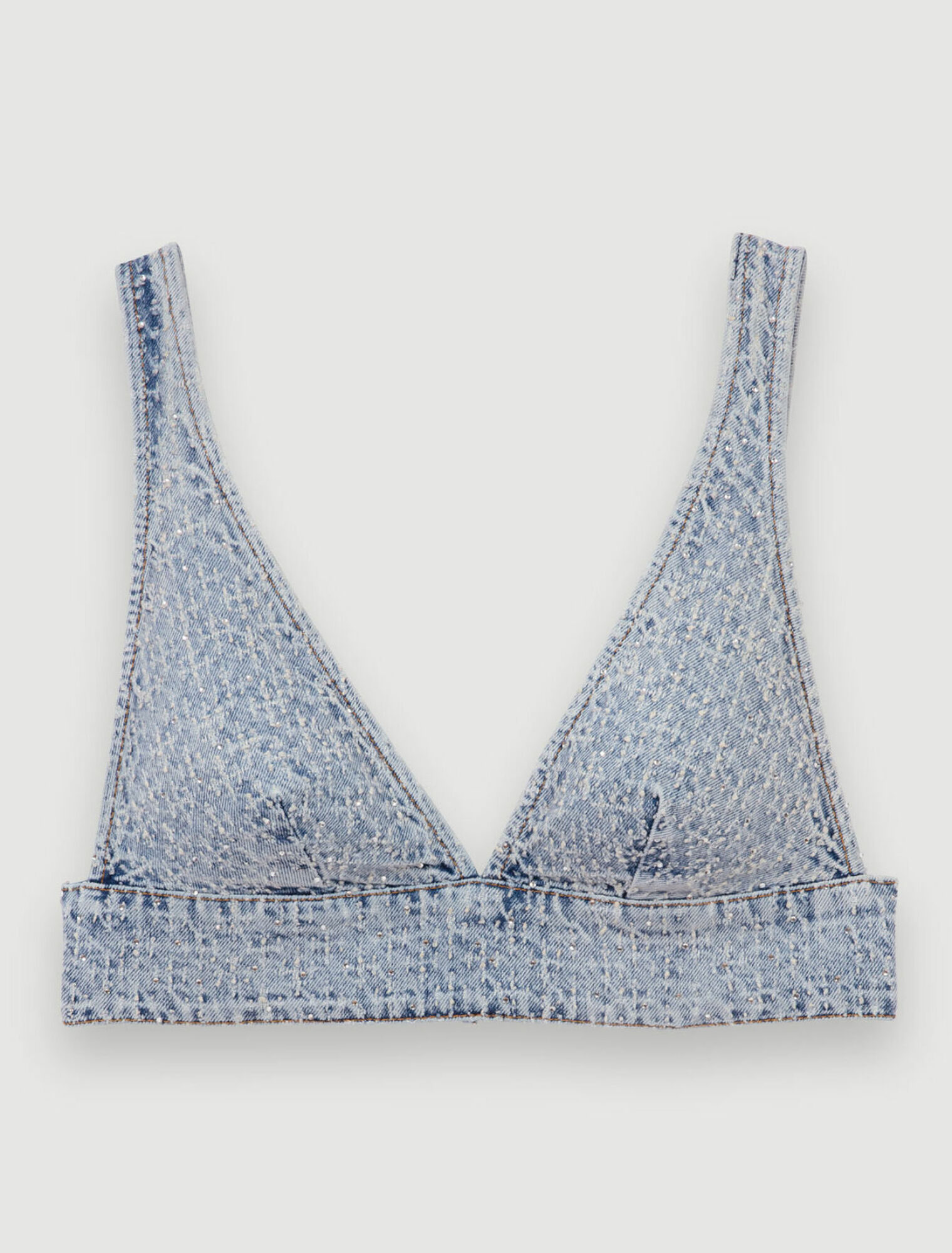 Brassière in denim con strass