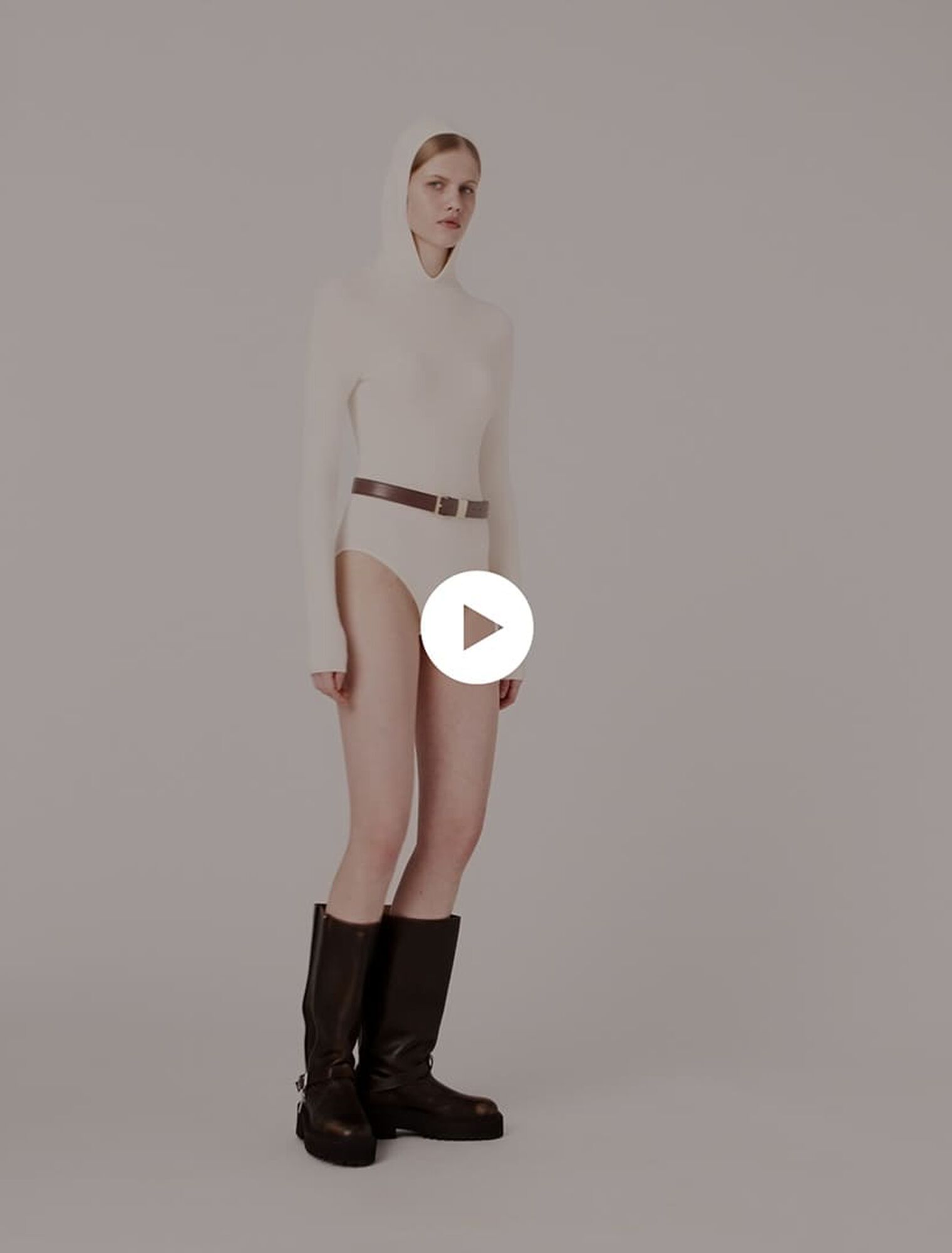 Body in maglia a coste con cappuccio