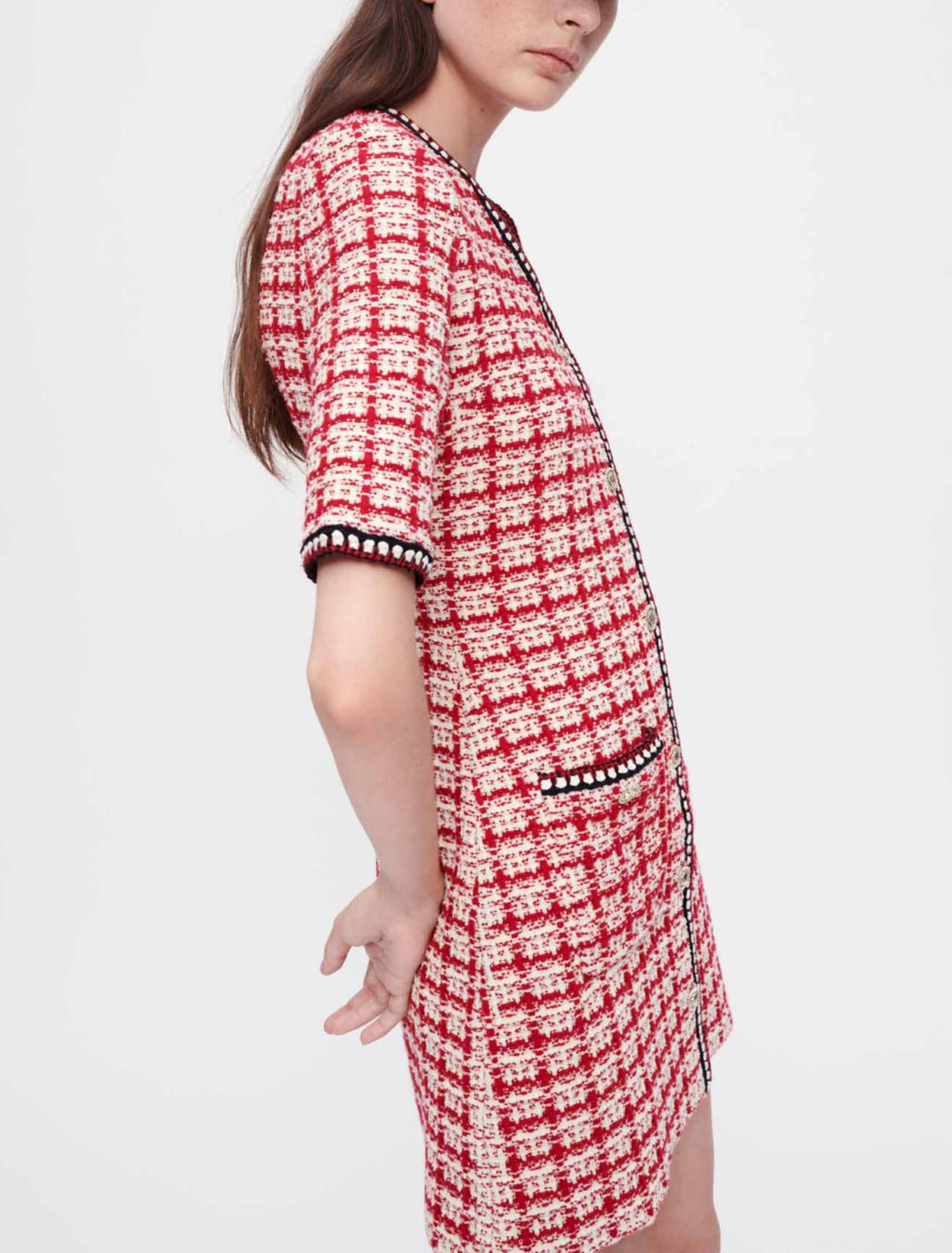 Abito in maglia stile tweed a quadri