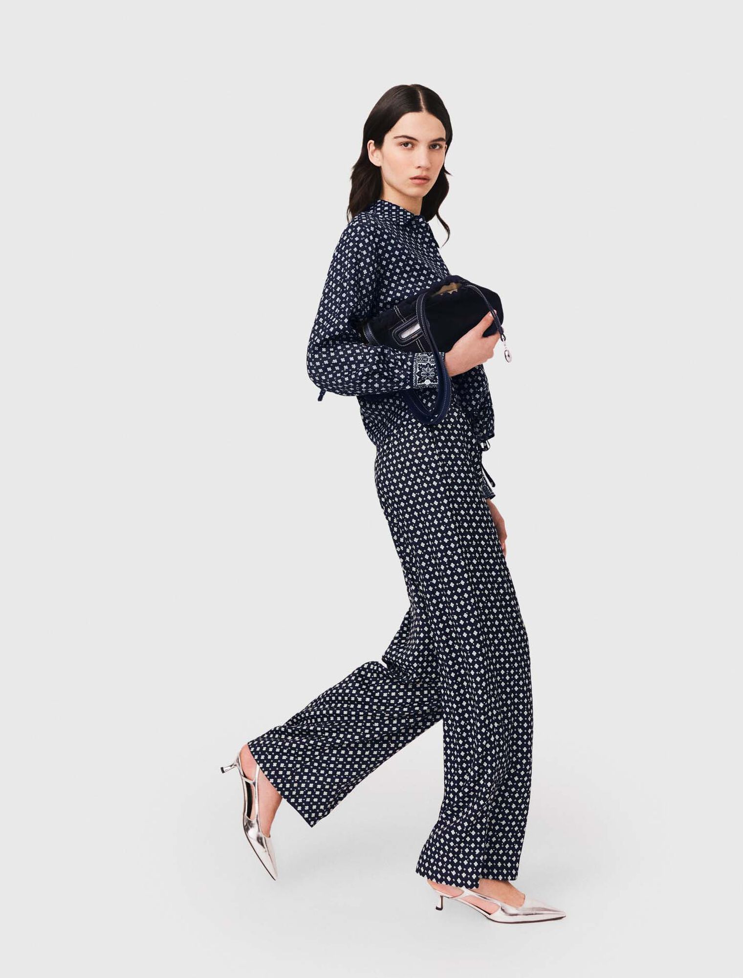 Pantaloni stampati con strass