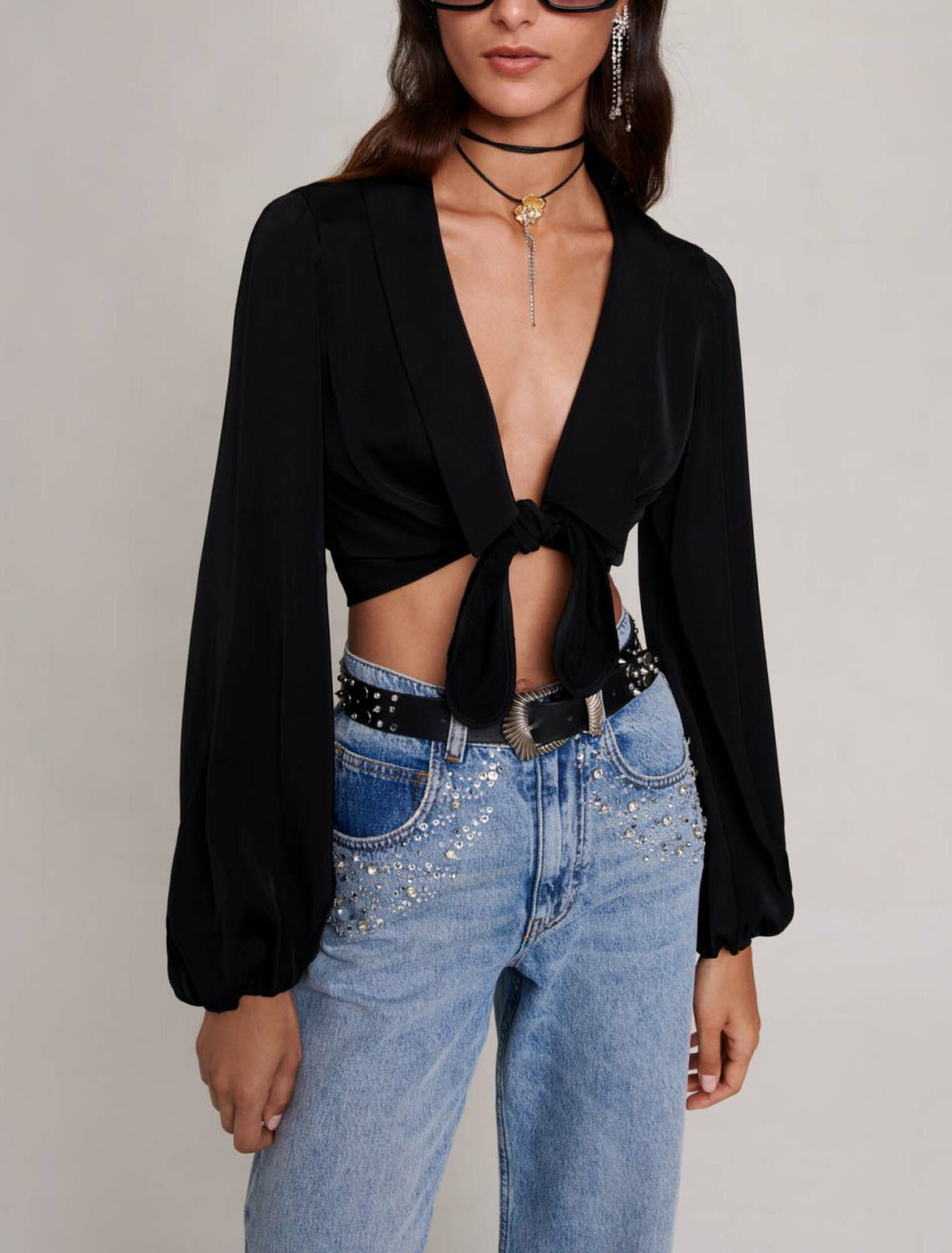 Camicia satinata annodata