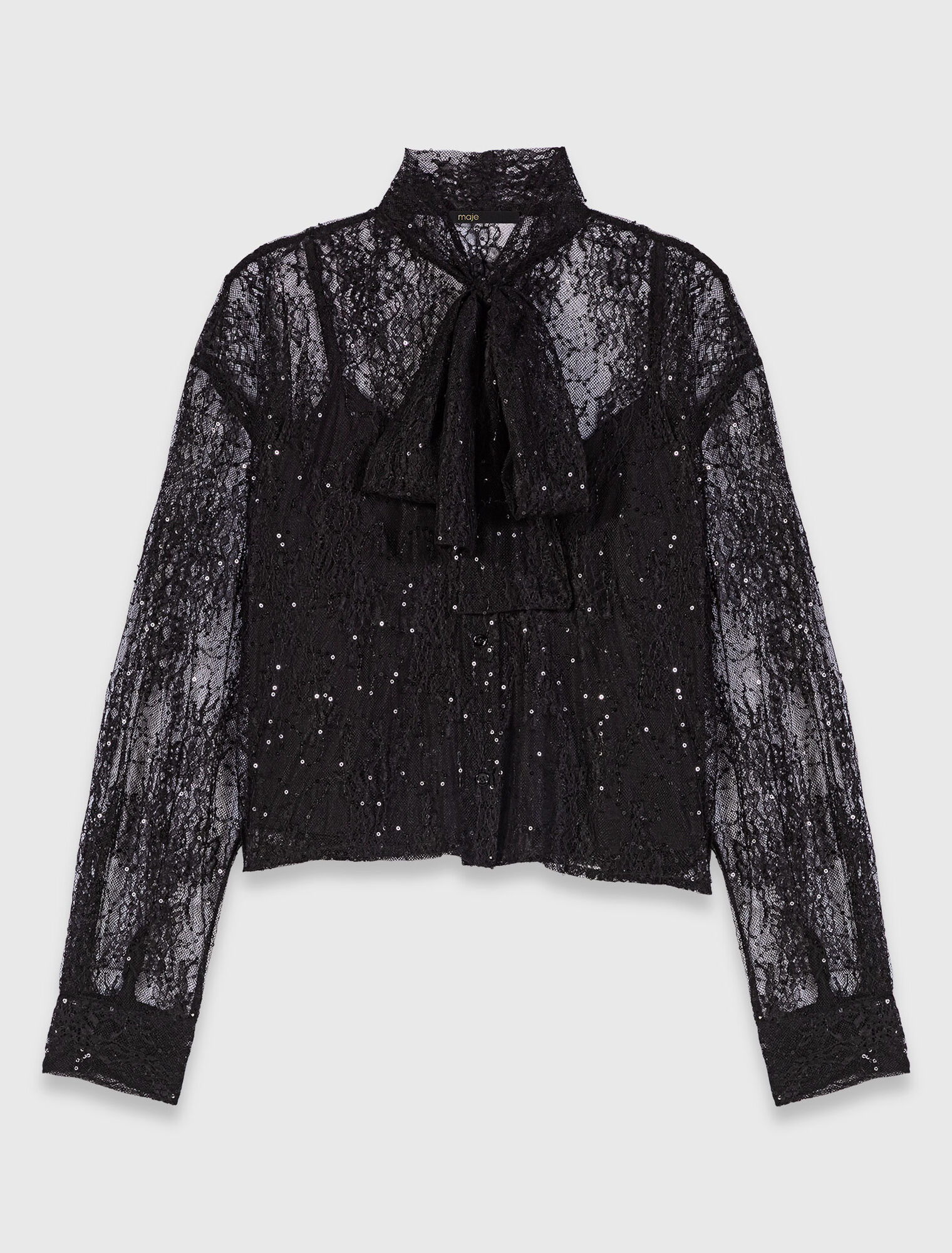 Camicia con colletto a fiocco in pizzo