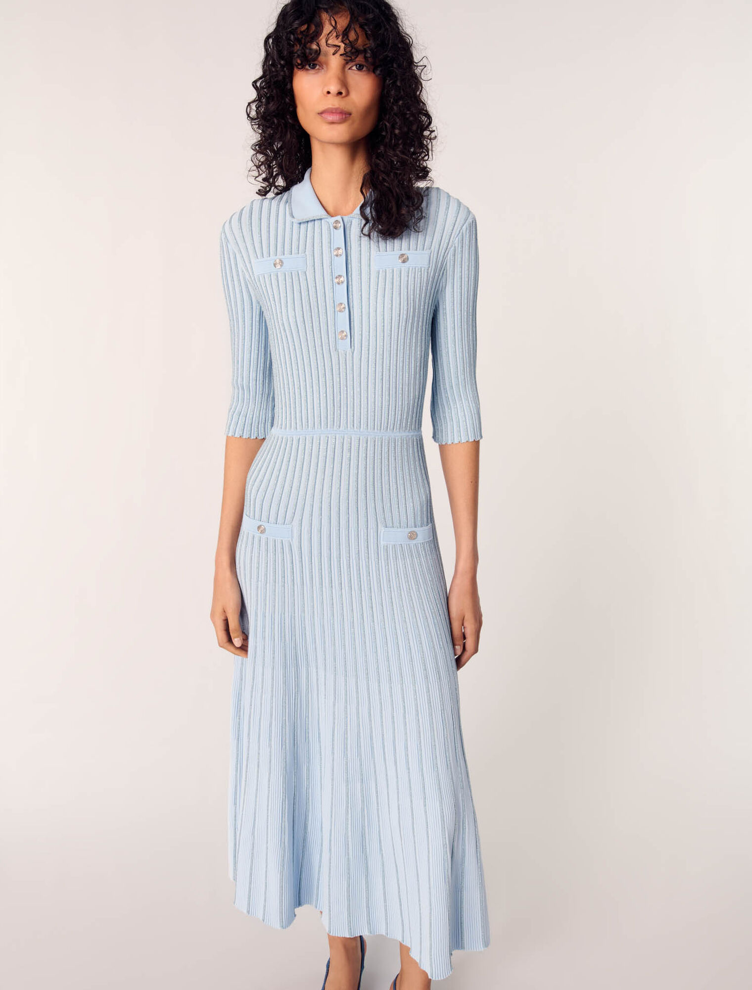 Abito midi in maglia a coste