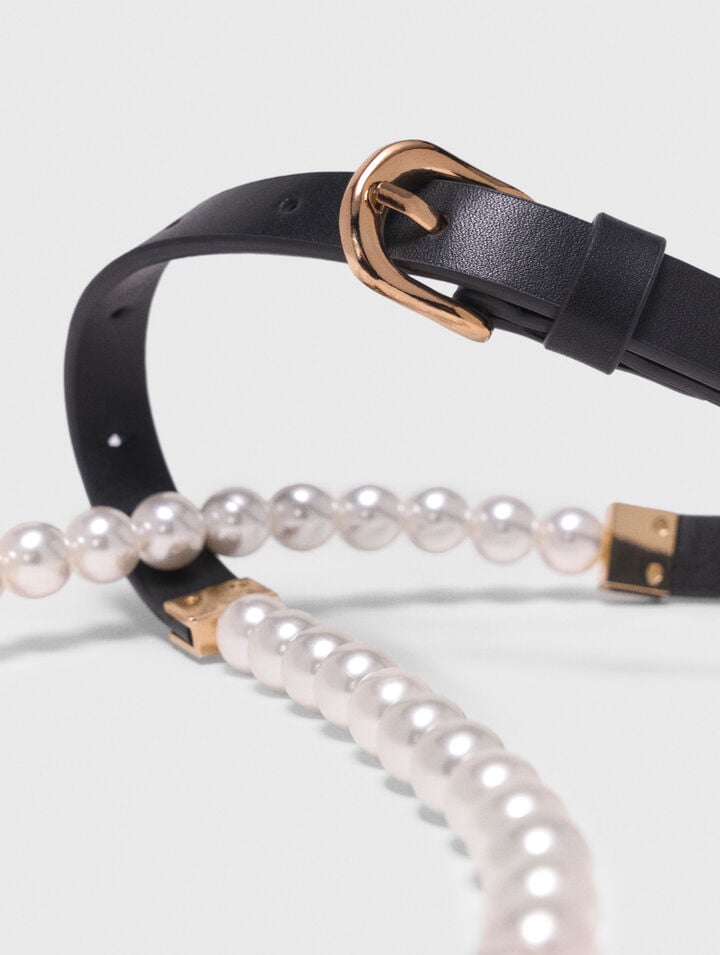 Cintura in perle e pelle