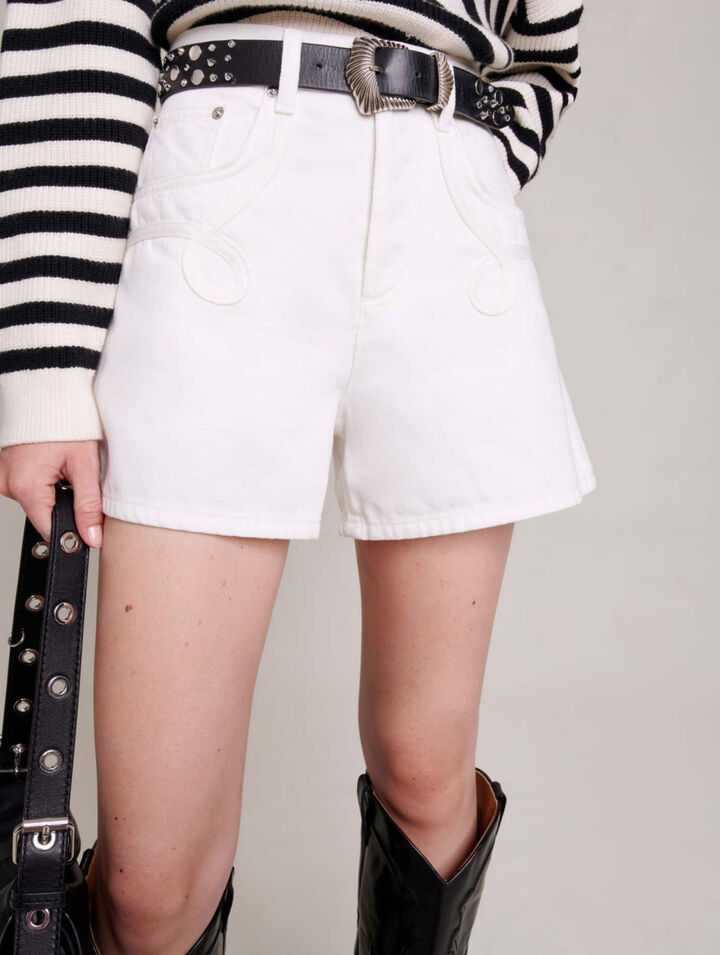 Shorts in jeans ricamato