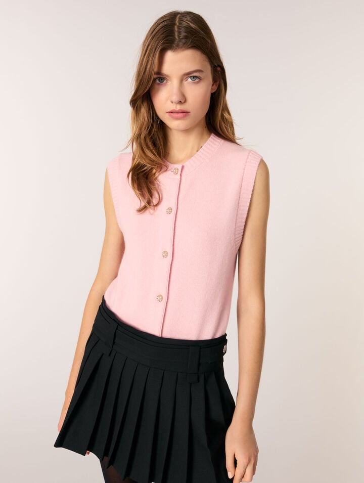 Cardigan in lana senza maniche