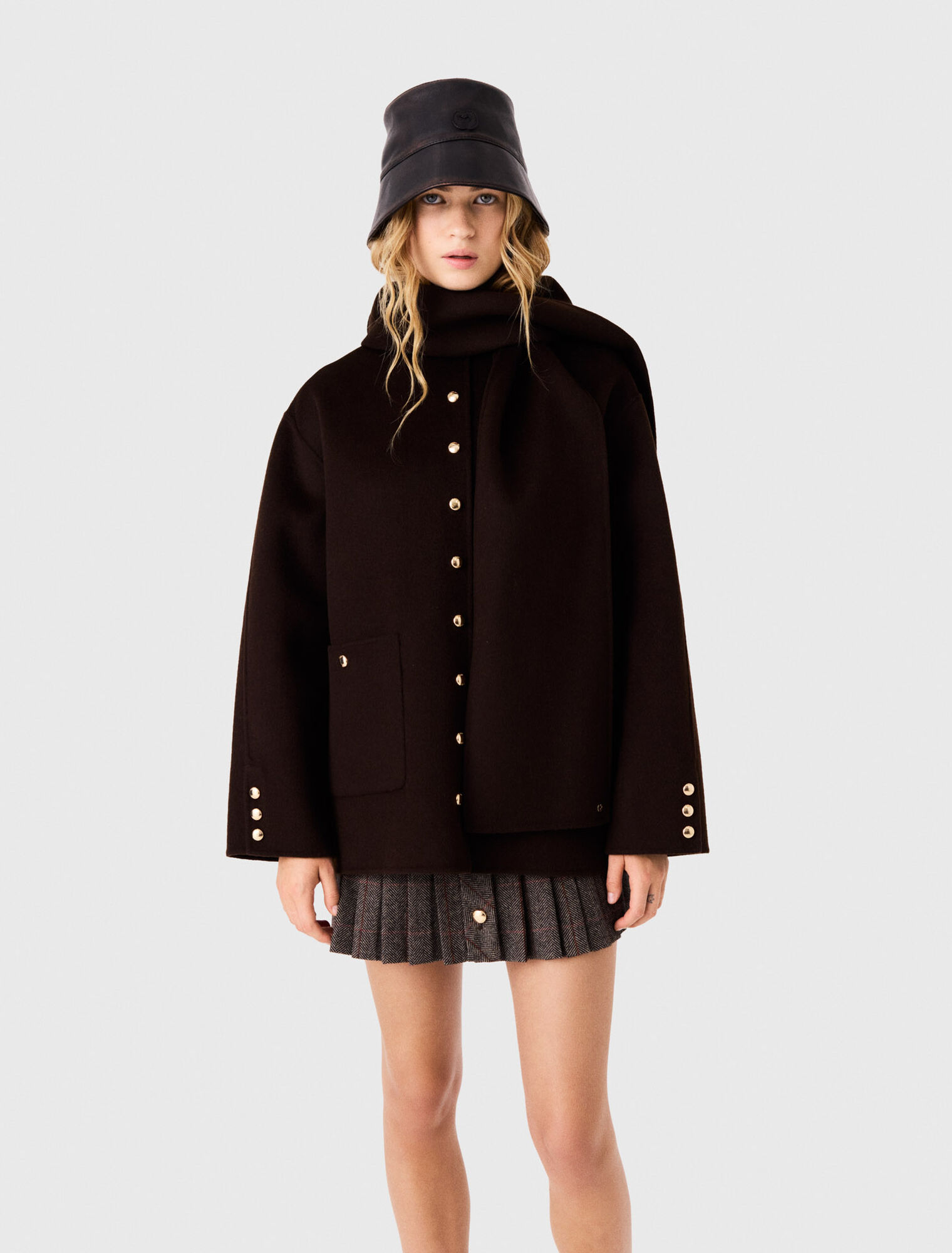Cappotto in lana sciarpa rimovibile