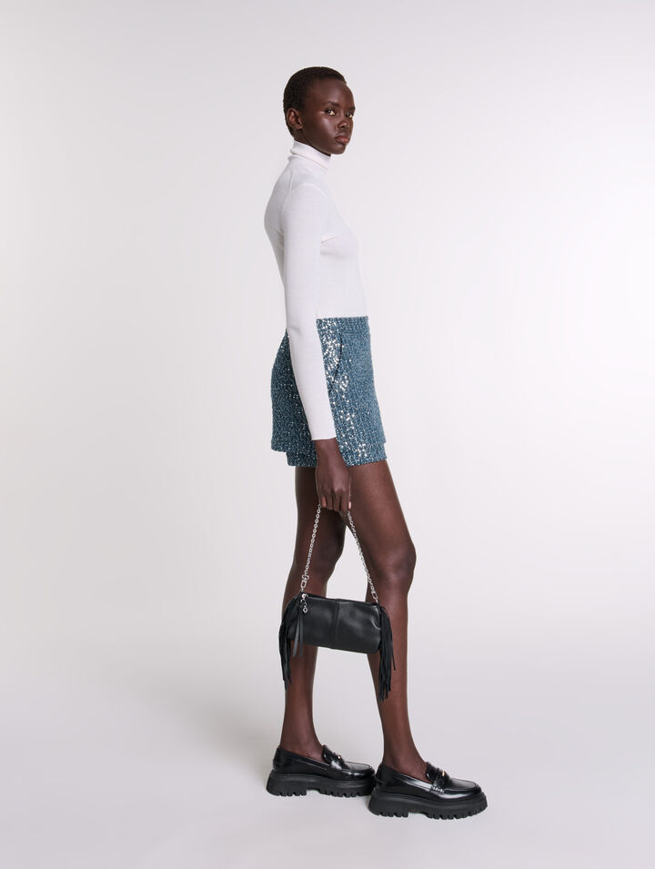 Shorts trompe l'oeil in tweed