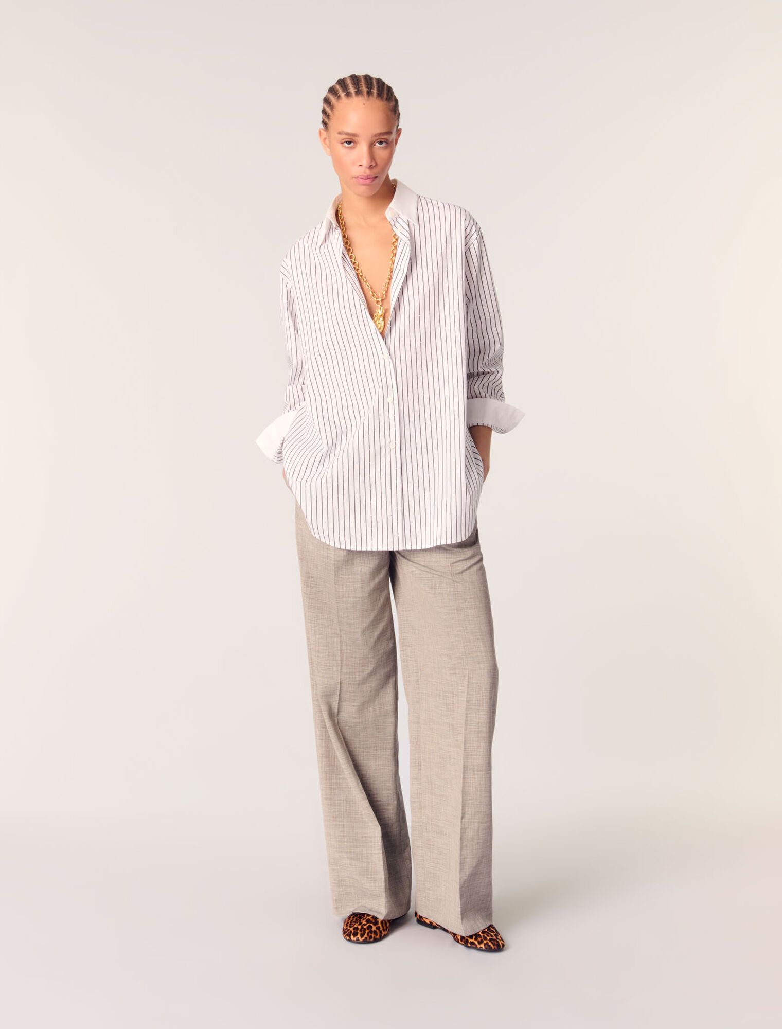 Camicia a righe glitterata