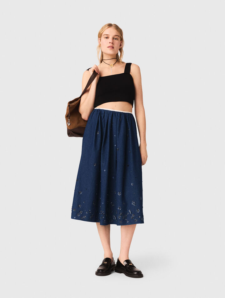 Top crop in maglia con spalline