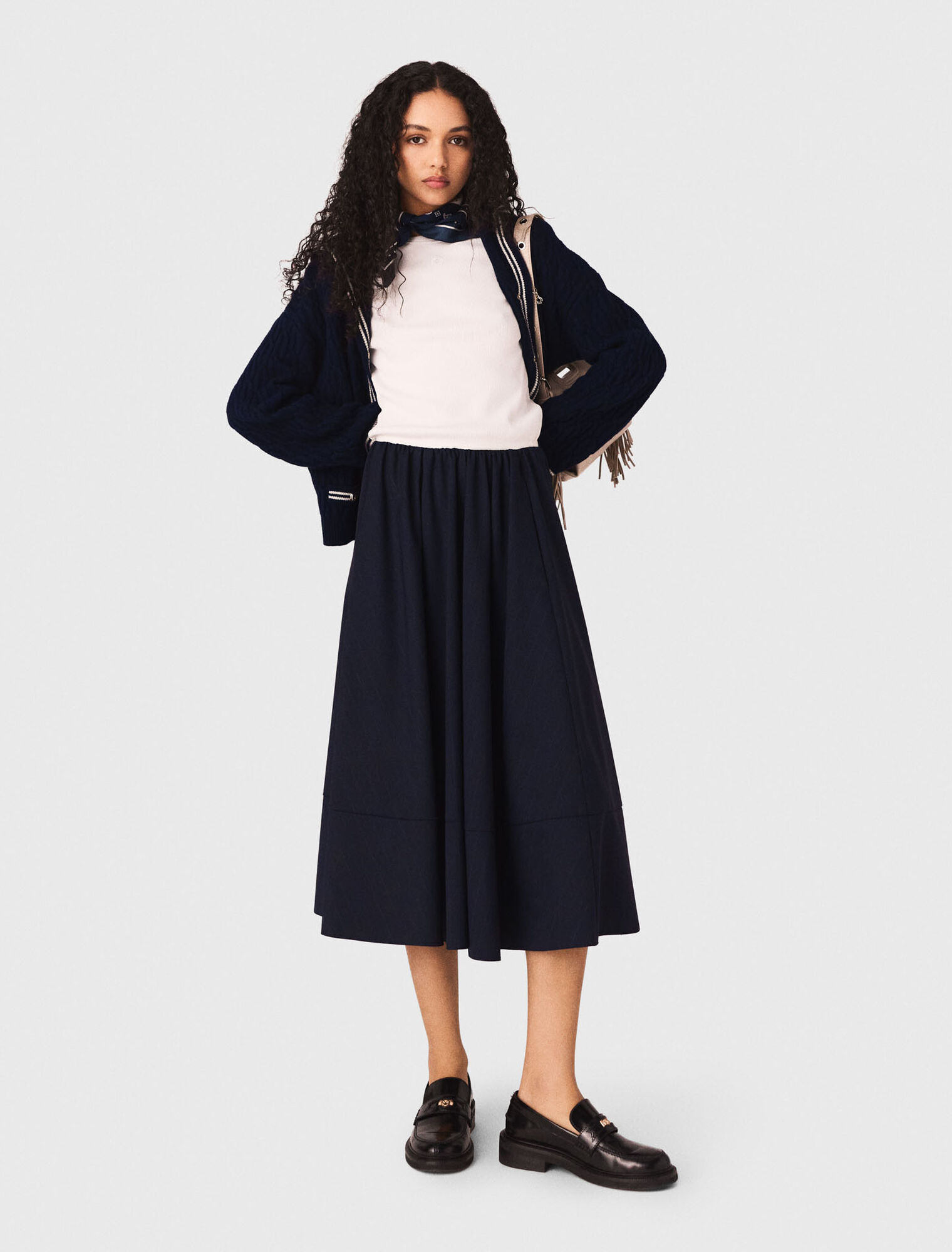 Gonna tailleur midi a righe