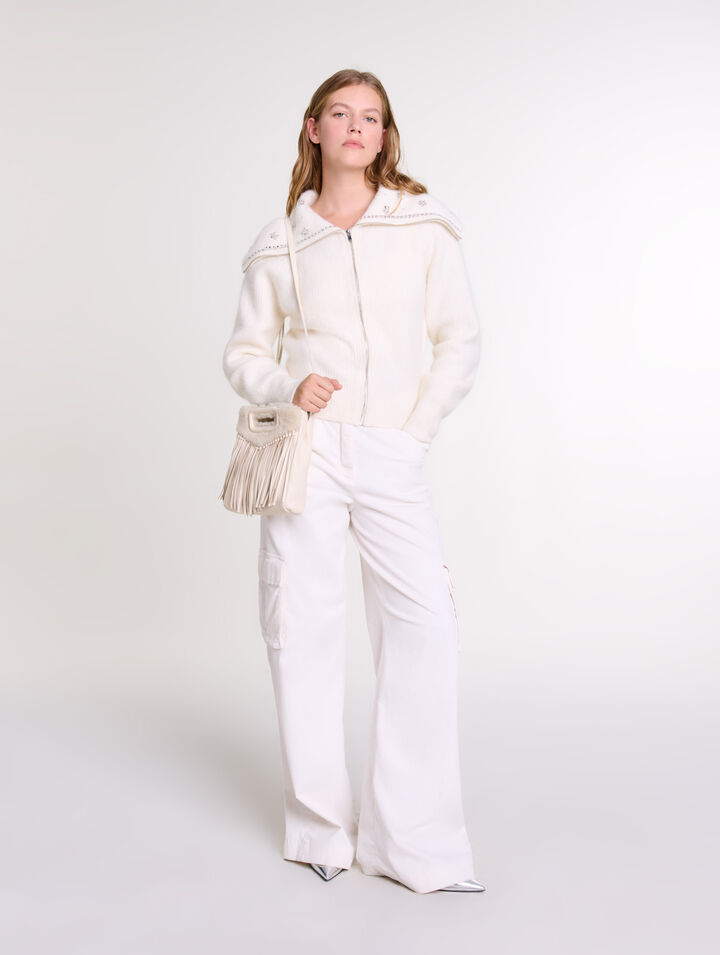 Cardigan con colletto bijoux
