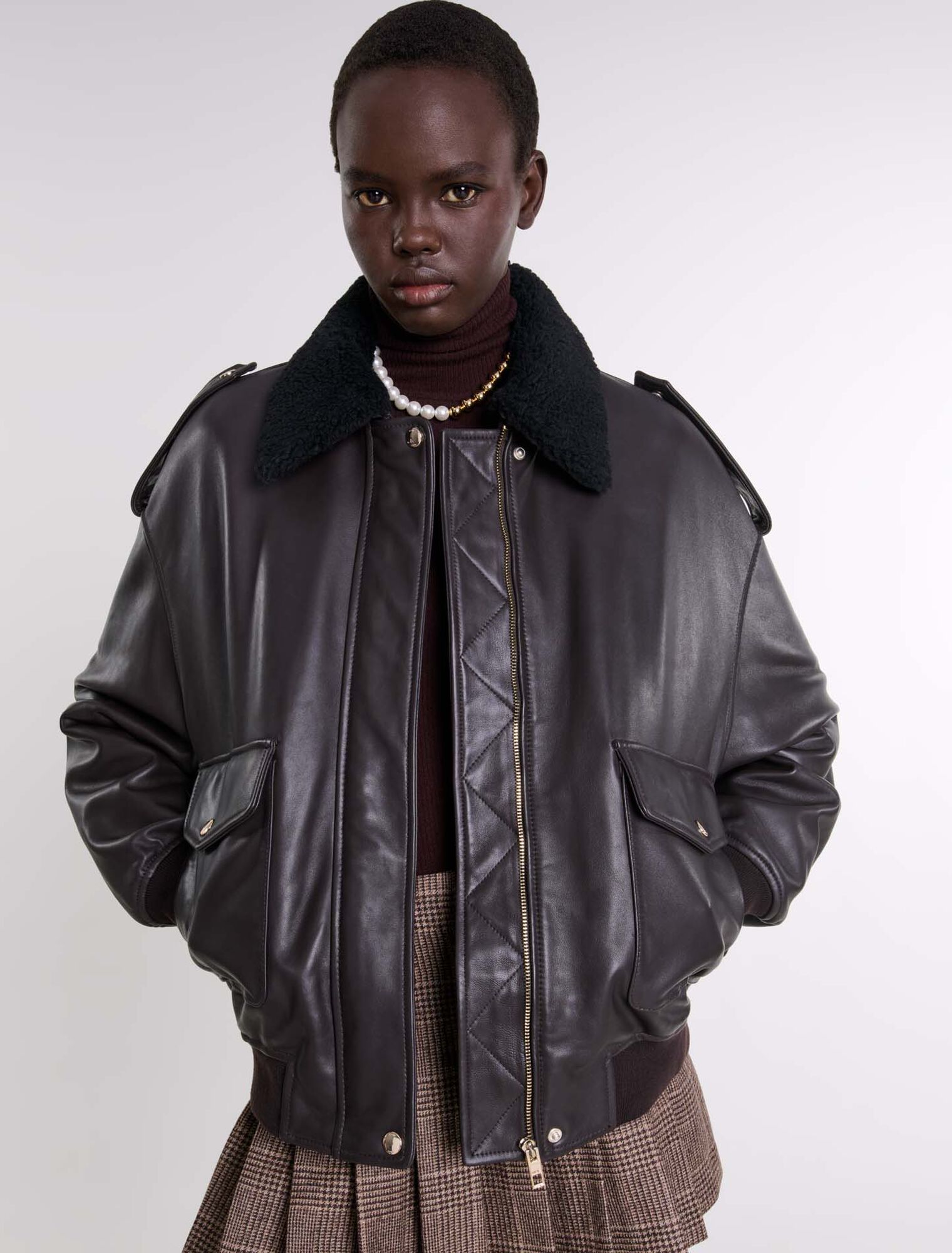 Giacca oversize di pelle
