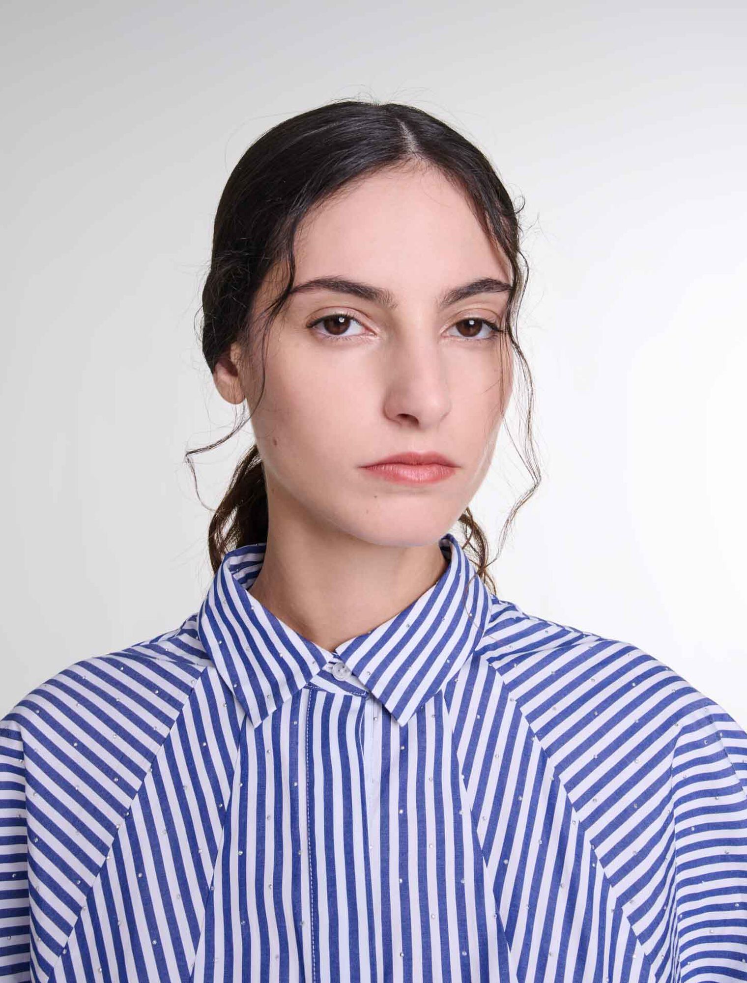 Camicia a righe con strass