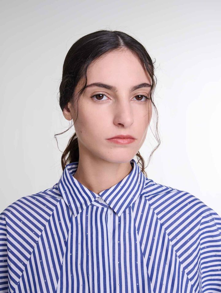 Camicia a righe con strass