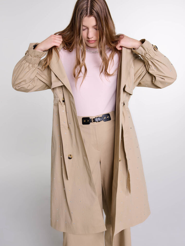 Trench borchiato vita elastica