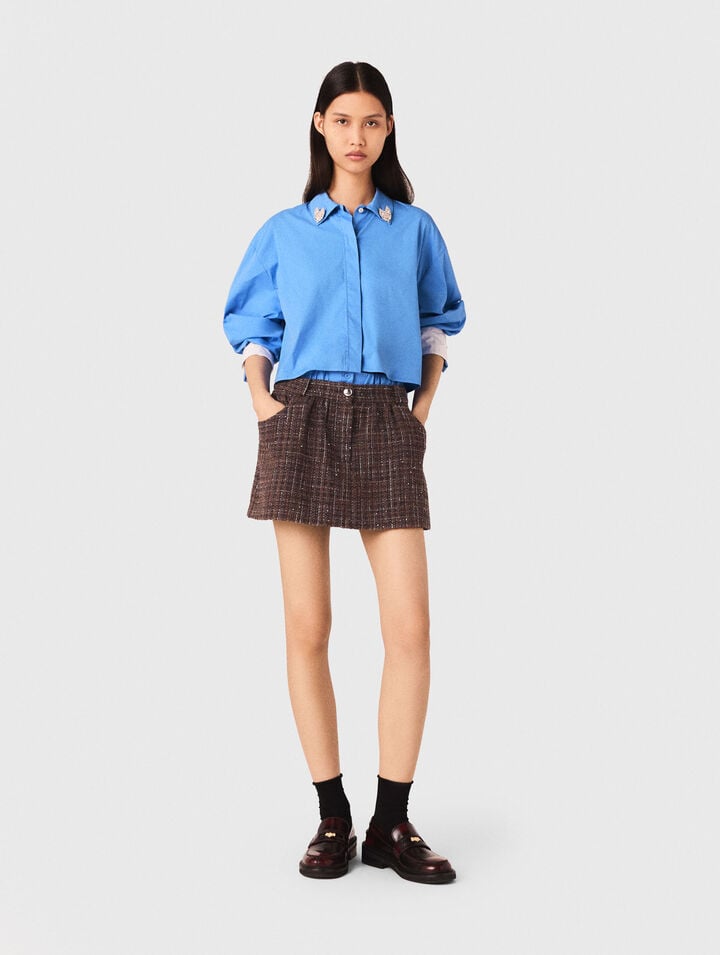 Shorts in tweed con fascia elastica