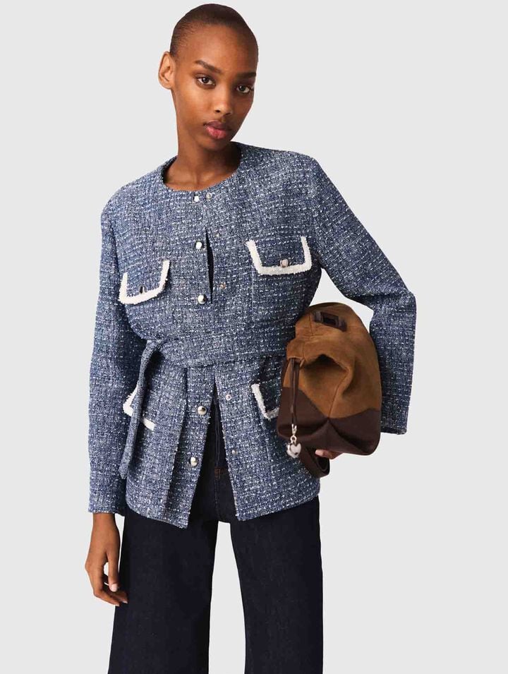 Giacca con 4 tasche in tweed