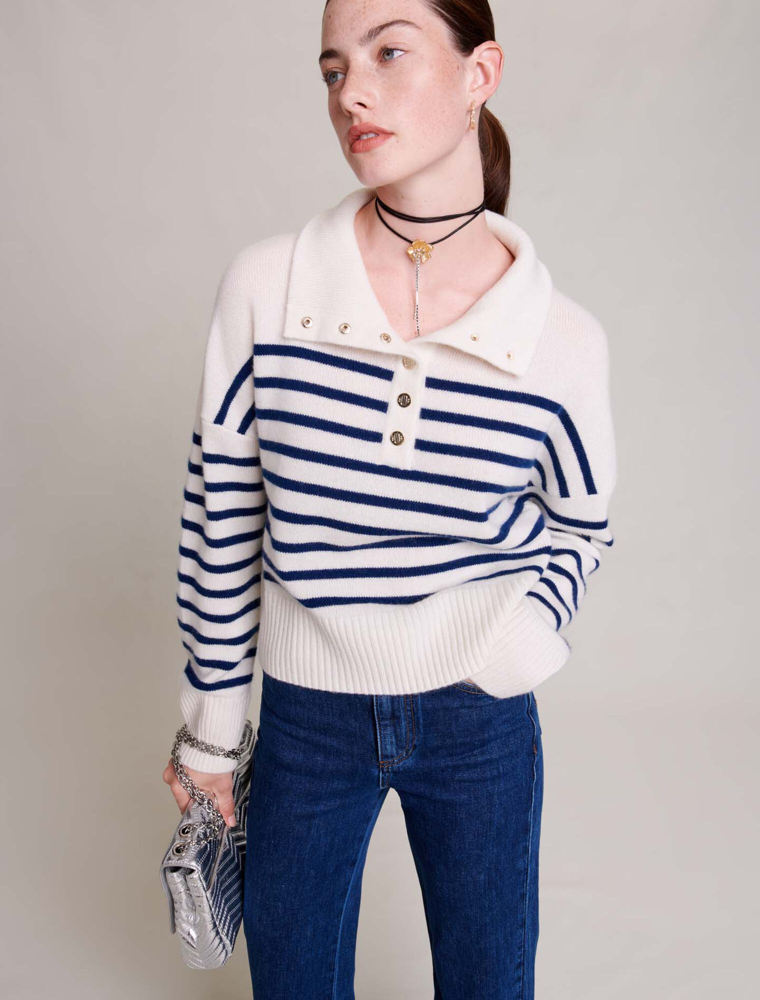 Maglione a righe in cachemire