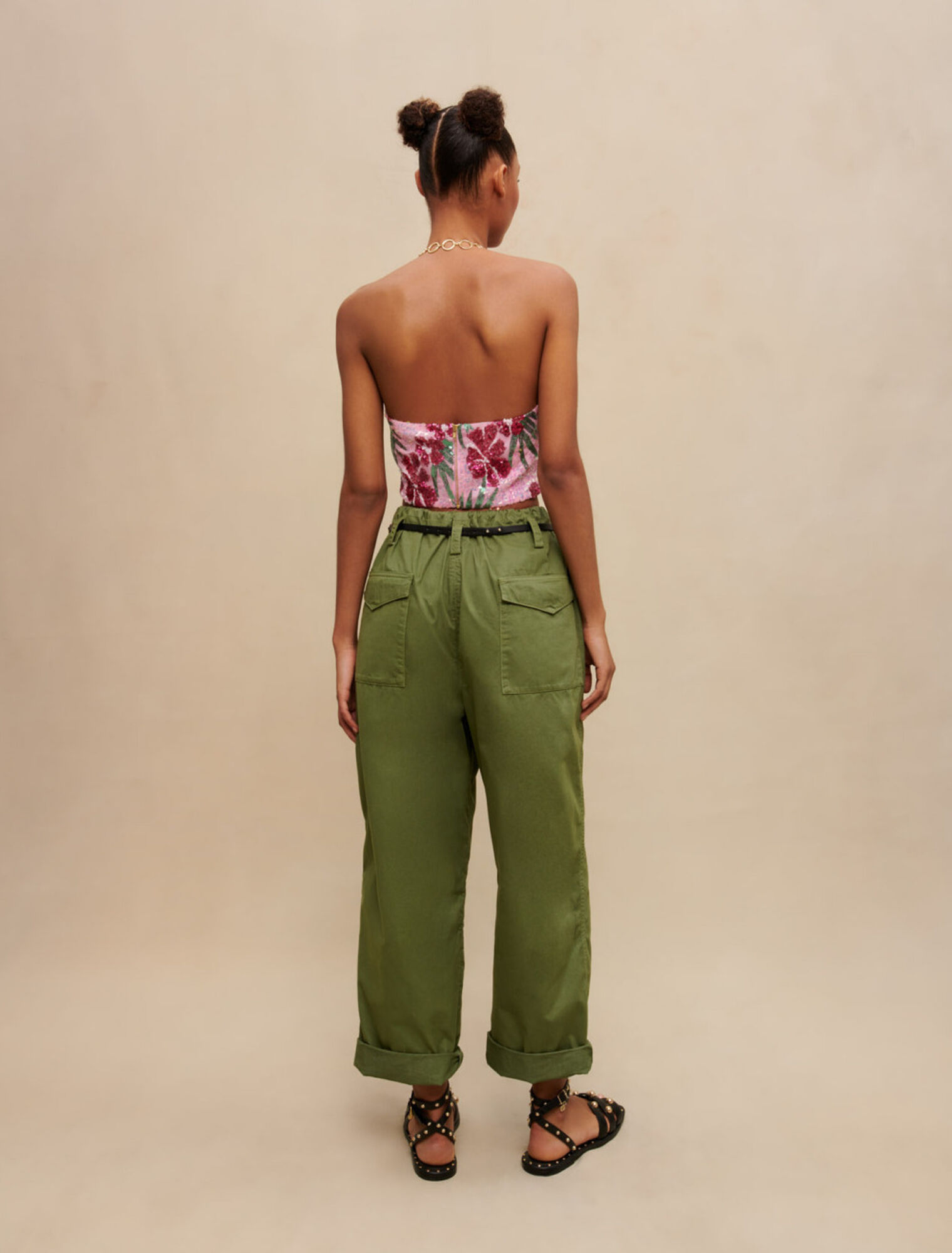Top con paillettes ibiscus