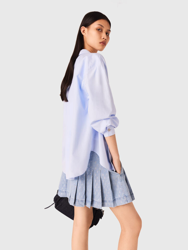 Gonna plissettata denim con strass