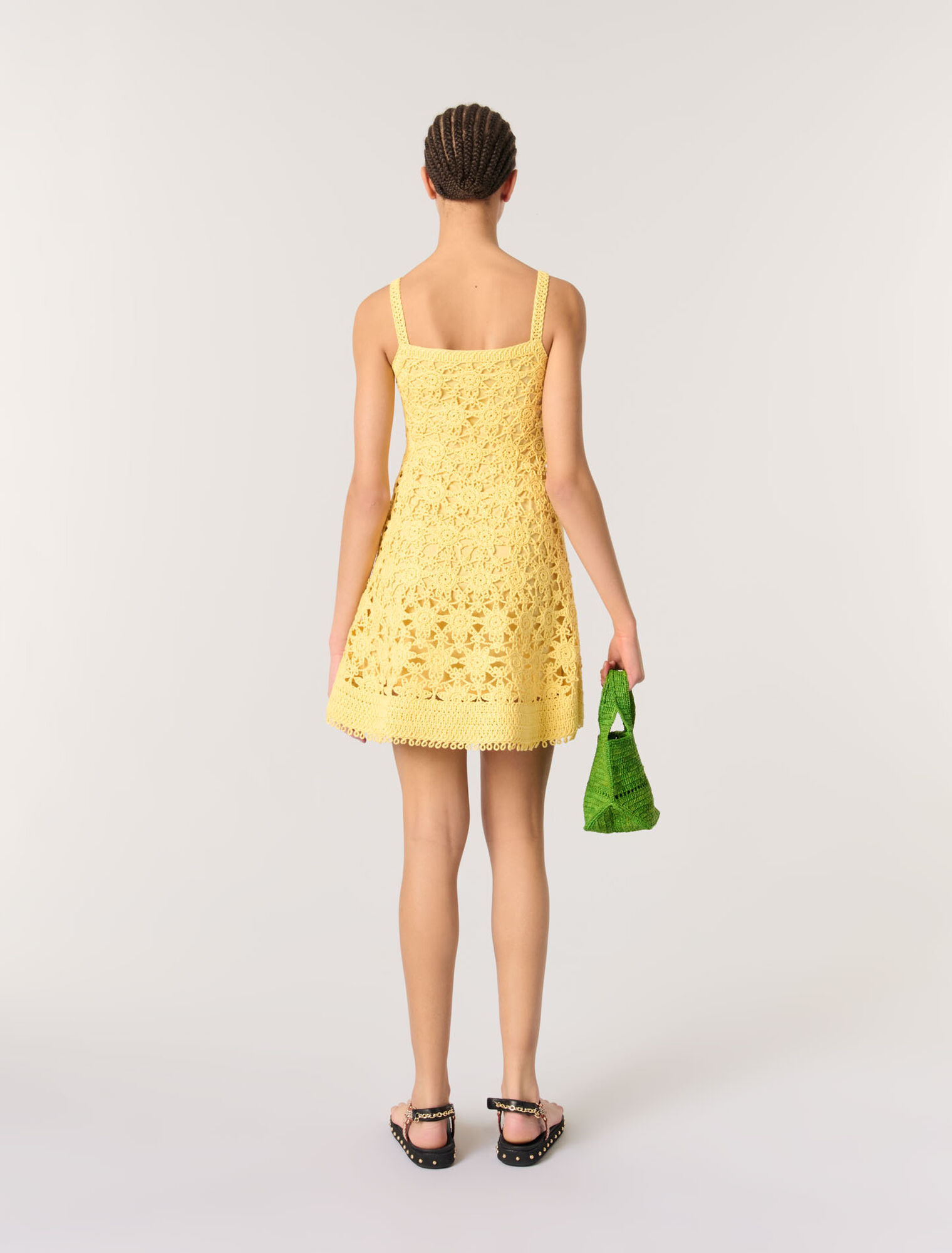 Abito corto con spalline in crochet