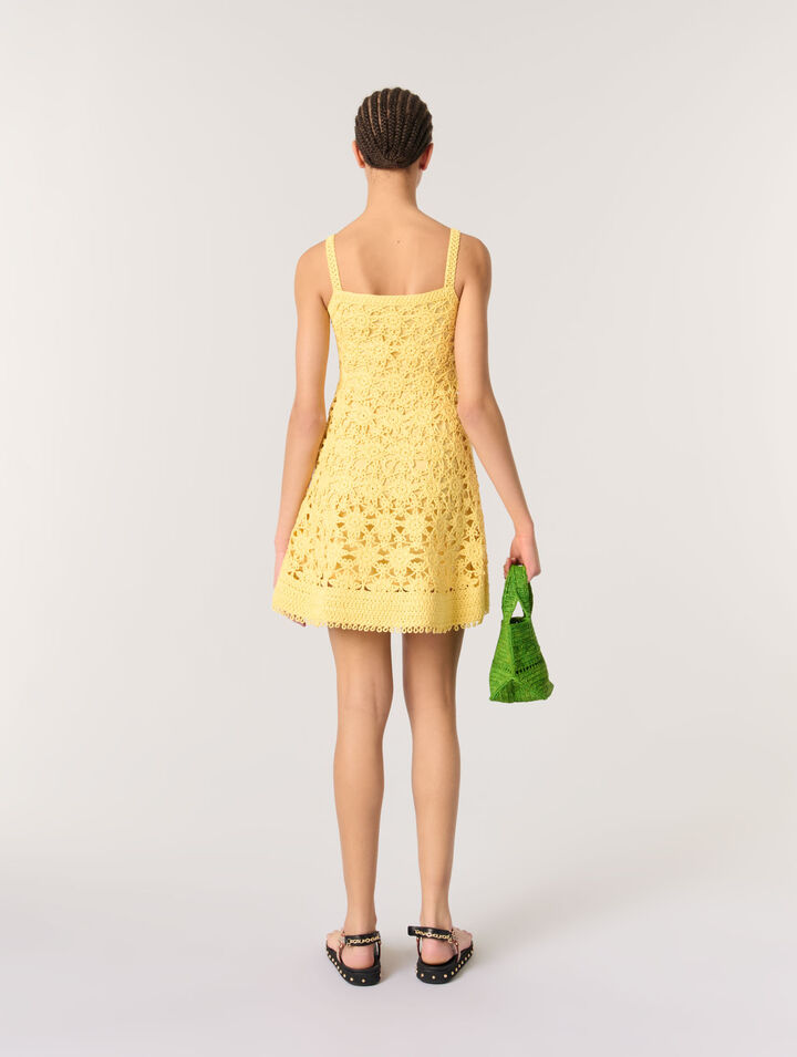 Abito corto con spalline in crochet
