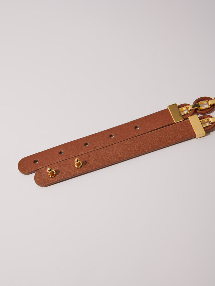 Cintura con maglie in pelle