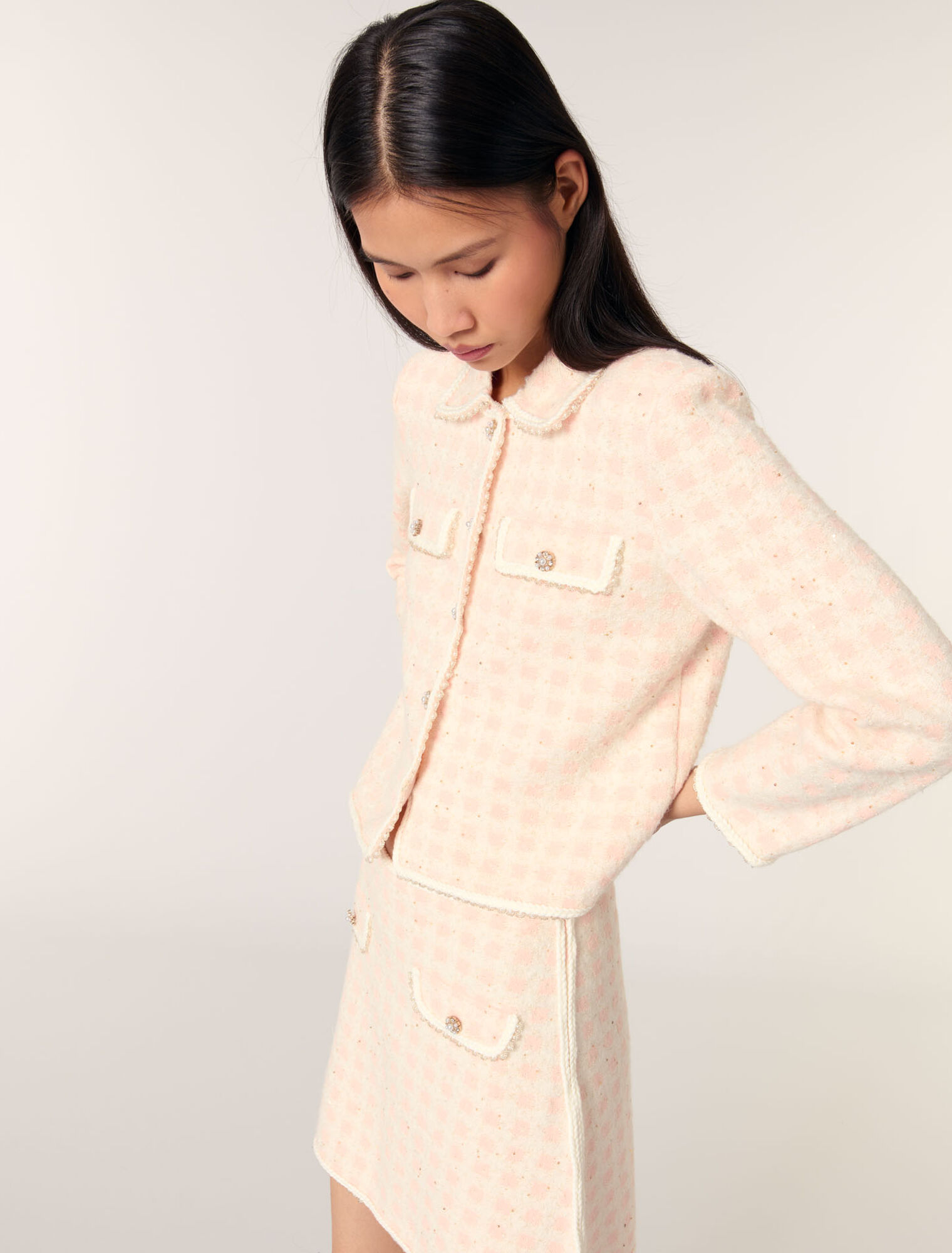 Giacca in maglia effetto tweed