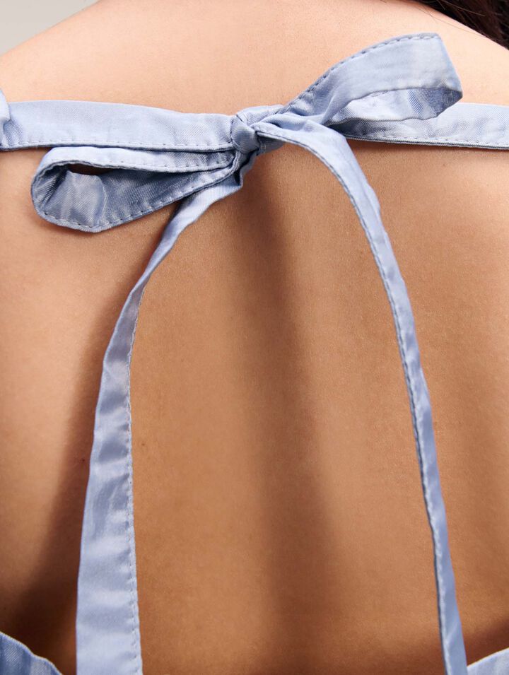 Top in organza con motivo floreale