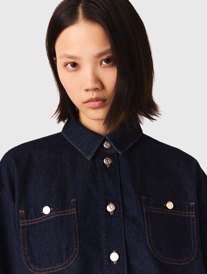 Camicia in denim con lavallière