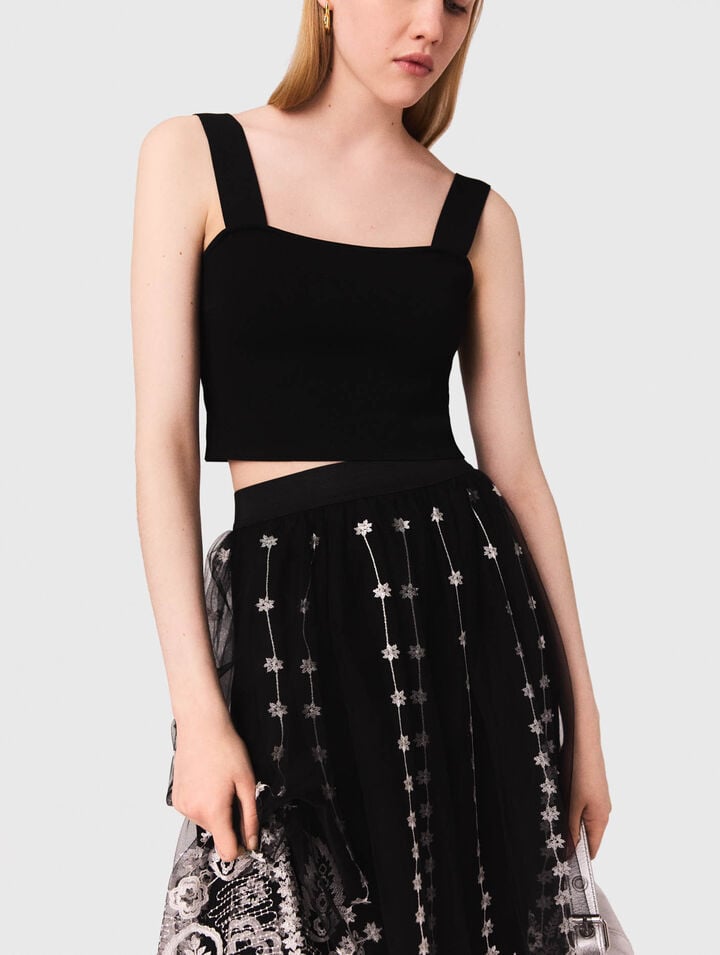 Gonna lunga in tulle ricamato