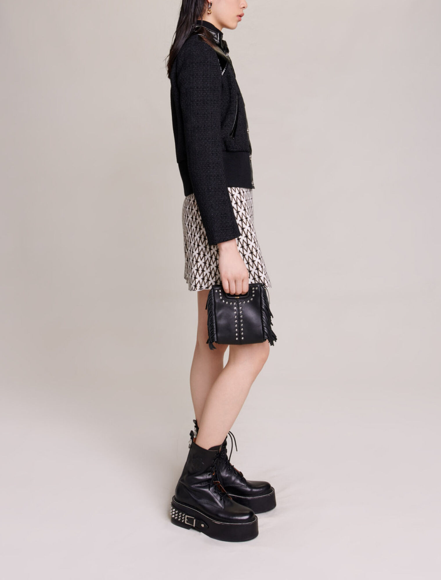 Giacca in tweed e vernice