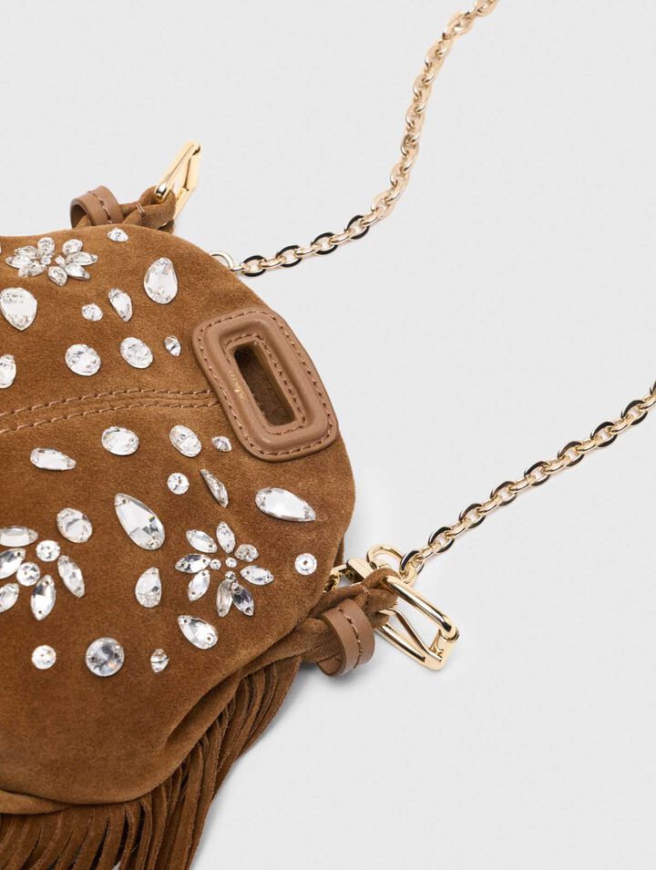Borsa Miss M in micro suede con strass