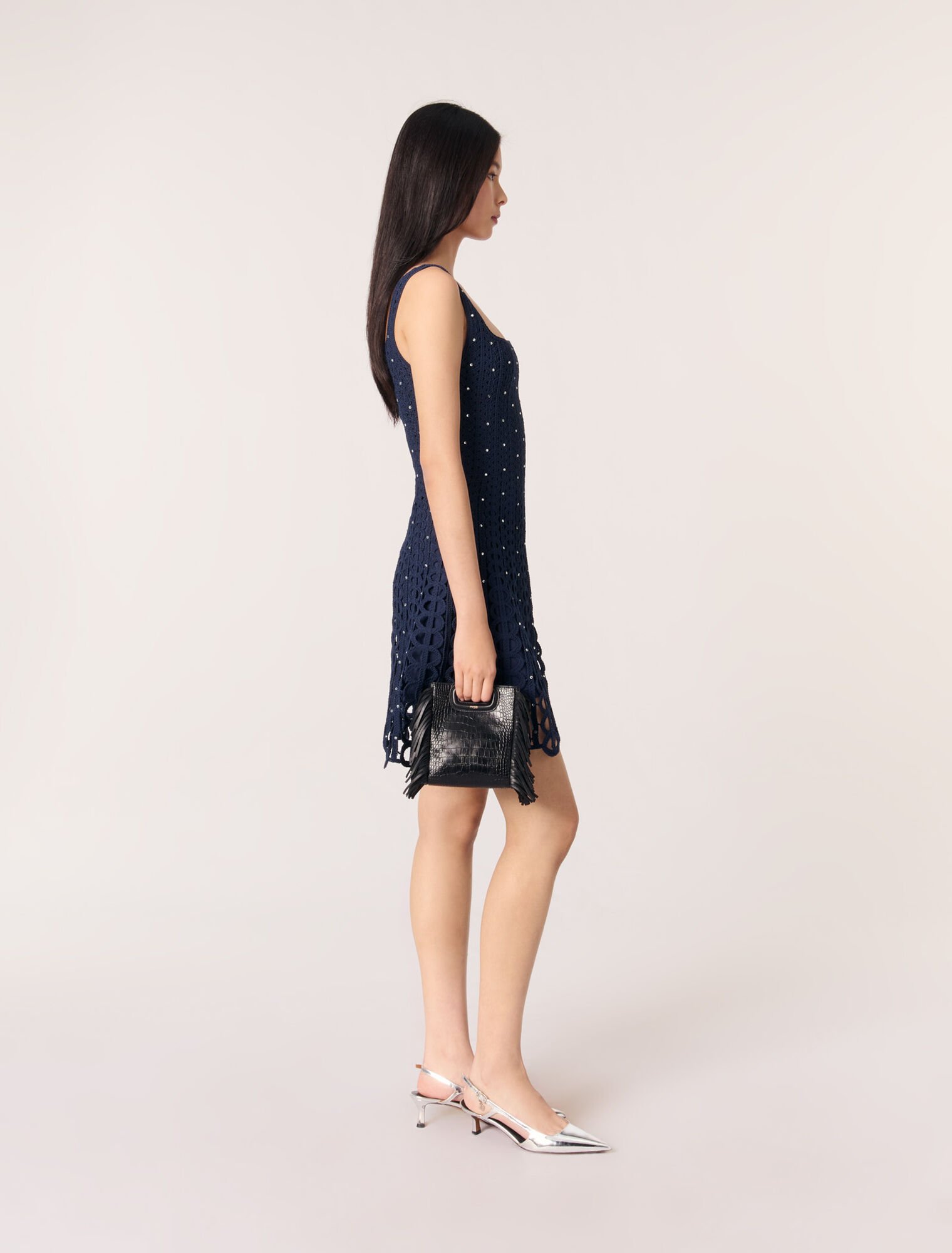 Abito corto in crochet glitterato