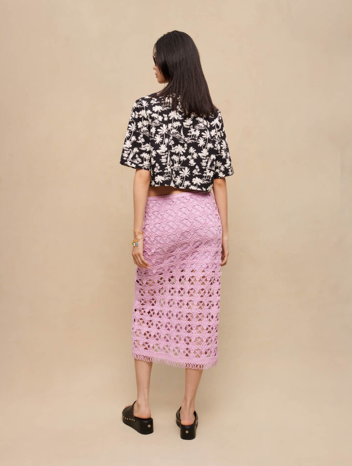 Camicia corta con stampa di palme