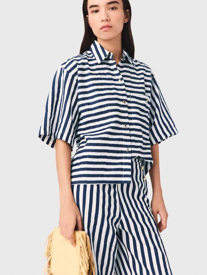 Camicia corta in misto lino