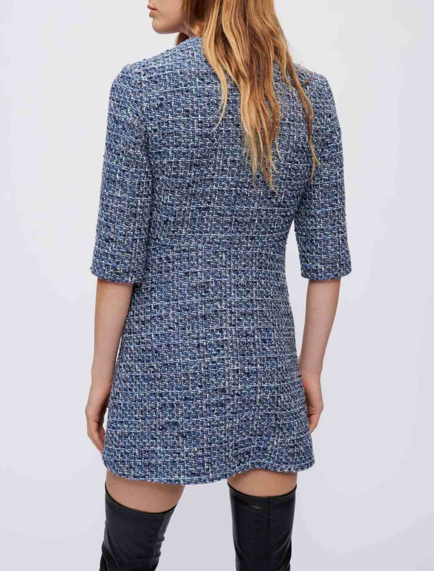 Abito in tweed stretto in vita