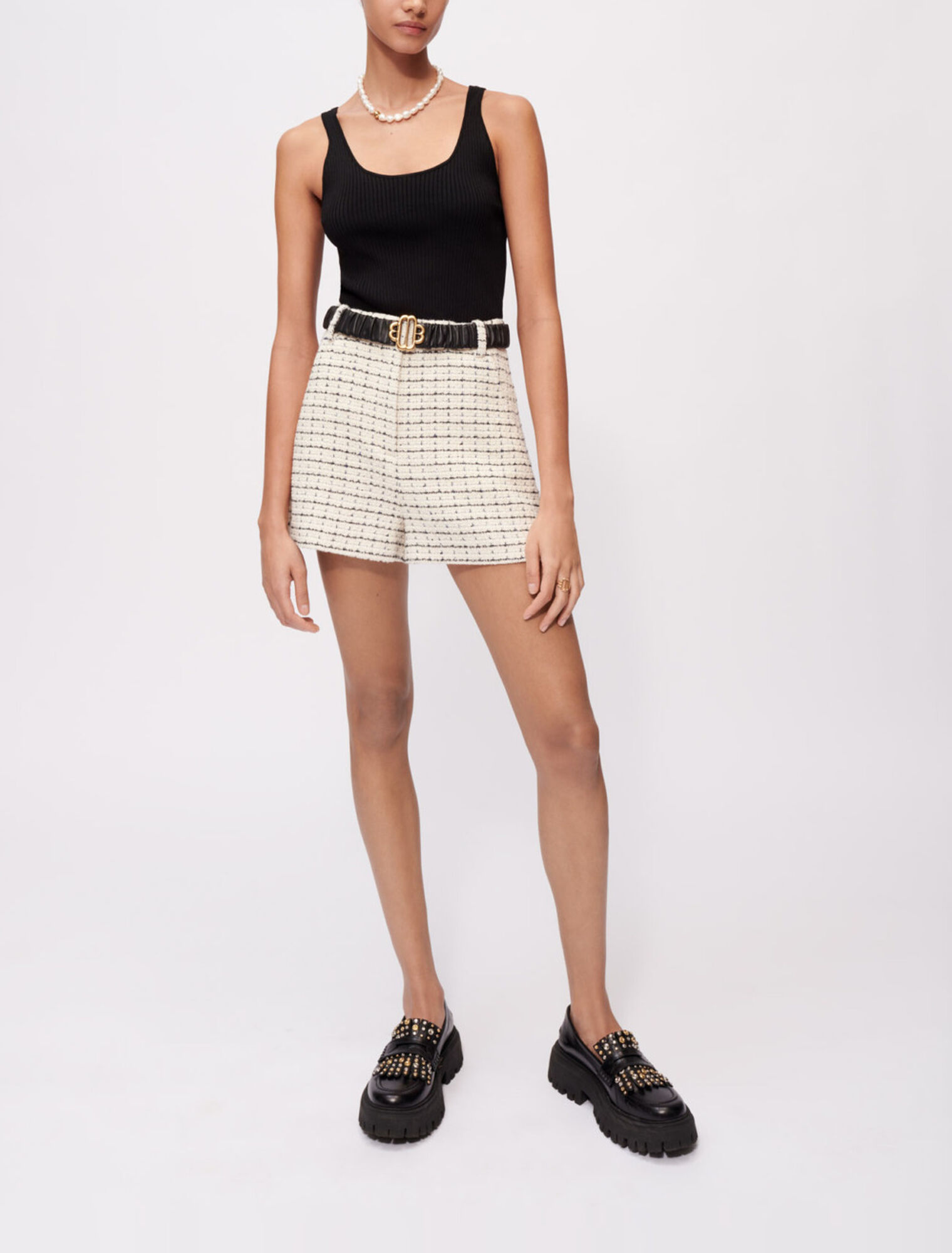 Pantaloncini in tweed screziato